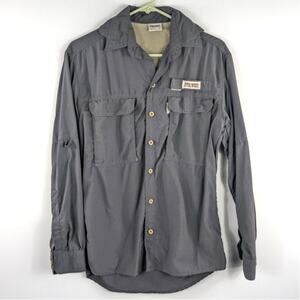 Dirt Road S Cotton Safari Shirt Gray Utility Button Africa Outdoor Authentic